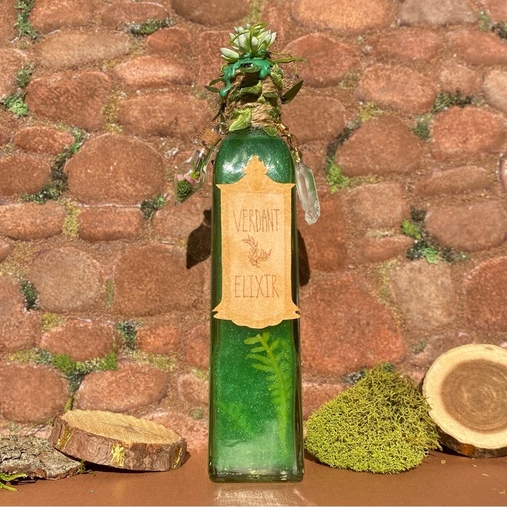 Verdant Elixir—Botanical Fantasy Potion Bottle | Nature-Inspired Collectible